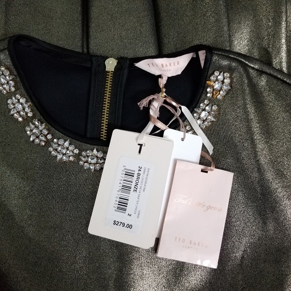 🍒NWT🍒 TED BAKER BEJEWELED FIT & FLARE DRESS - Picture 12 of 13